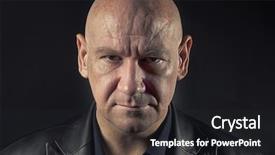  Presentation with actor - Cool new presentation design with poditray - actor portraying menacing man backdrop and a dark gray colored foreground