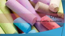  Presentation with crayons - Presentation theme with poditray - colorful crayons for drawing background and a  colored foreground