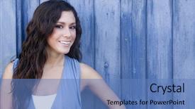  Presentation with healthy lifestyle - Colorful theme enhanced with poditray - smiling pretty woman in sporty backdrop and a teal colored foreground