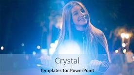  Presentation with electric scooter - Audience pleasing PPT layouts consisting of portreit of young girl on electric scooter at night blurry backdrop and a light blue colored foreground