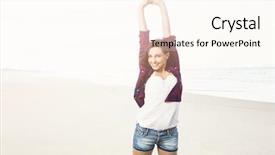  Presentation with happy life - Beautiful PPT layouts featuring portrtait of a happy girl at the beach enjoying the life backdrop and a cream colored foreground
