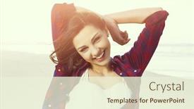  Presentation with happy life - Slide set having portrtait of a happy girl at the beach enjoying the life background and a cream colored foreground