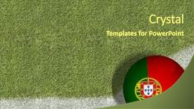  Presentation with soccer field - Beautiful slide deck featuring portugal ball in a soccer backdrop and a  colored foreground
