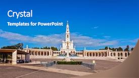  Presentation with pilgrimage - Presentation theme enhanced with portugal city fatima - catholic pilgrimage background and a gray colored foreground