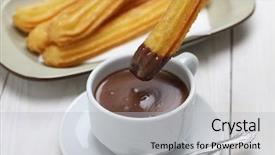  Presentation with breakfast - Cool new PPT theme with churros and hot chocolate spanish backdrop and a light gray colored foreground
