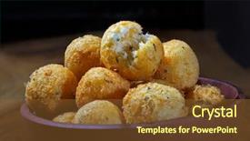  Presentation with dumpling - Amazing PPT theme having delicious cod dumpling backdrop and a tawny brown colored foreground