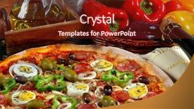 Presentation with pizza and sports - Presentation design enhanced with  background and a  colored foreground