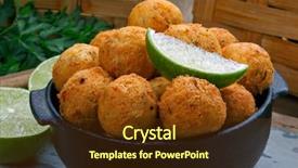  Presentation with salt - Audience pleasing presentation theme consisting of salt cod croquettes bolinhos de backdrop and a tawny brown colored foreground