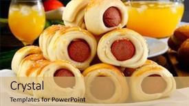  Presentation with snack - Cool new PPT theme with rolled sausage croquette brazilian snack backdrop and a yellow colored foreground