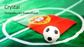  Presentation with soccer field - Colorful slide deck enhanced with portugal flag and soccer ball backdrop and a  colored foreground