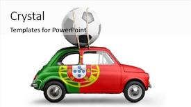  Presentation with car flat tire - Presentation design with portugal flag on car delivering background and a  colored foreground