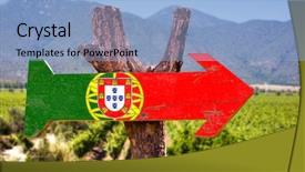 Presentation with winery - PPT layouts having portugal flag wooden sign background and a light blue colored foreground