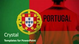  Presentation with football - Audience pleasing presentation design consisting of portugal football player holding ball backdrop and a forest green colored foreground