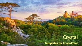  Presentation with summer trees - Slide set featuring portugal national park with palace background and a tawny brown colored foreground