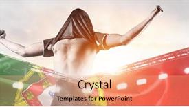  Presentation with team player - Cool new PPT theme with portugal national team double exposure backdrop and a  colored foreground