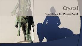  Presentation with equestrian - Amazing PPT theme having portugal-porto-equestrian-statue backdrop and a soft green colored foreground