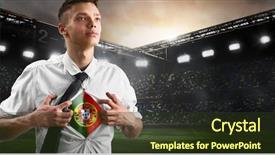  Presentation with football stadium - Cool new slide deck with portugal soccer or football supporter backdrop and a  colored foreground