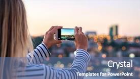  Presentation with happy holidays - Presentation theme having holidays portugal - happy blonde woman - tourist background and a ocean colored foreground