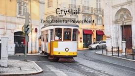  Presentation with popular - Slide set with portugal vintage yellow retro tram background and a soft green colored foreground
