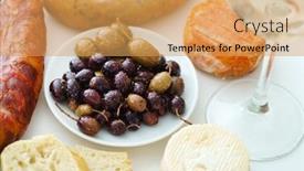  Presentation with appetizers - Audience pleasing PPT layouts consisting of portuguese appetizers on the table backdrop and a yellow colored foreground