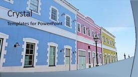  Presentation with colonial - Slides with portuguese buildings background and a light blue colored foreground