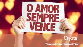  Presentation with god love - Beautiful presentation featuring portuguese card with bokeh background backdrop and a coral colored foreground