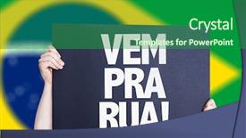  Presentation with brazil national colours - Colorful theme enhanced with portuguese card with brazil backdrop and a forest green colored foreground