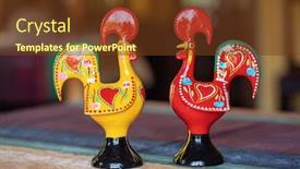  Presentation with ceramics - Presentation design featuring portuguese ceramics barcelos cock rooster background and a tawny brown colored foreground