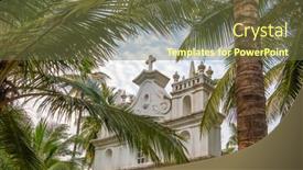  Presentation with goa - Amazing slide deck having portuguese-christian-church-among-coconut backdrop and a tawny brown colored foreground