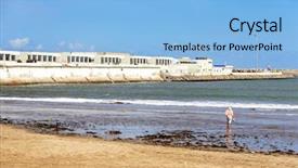  Presentation with coast - Slide deck featuring portuguese colonies - coast of the atlantic ocean background and a light blue colored foreground