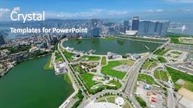  Presentation with macau - Amazing presentation having portuguese colonies - macau downtown city view backdrop and a teal colored foreground