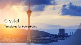  Presentation with macau - Colorful PPT theme enhanced with portuguese colonies - macau sunset backdrop and a lemonade colored foreground