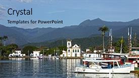  Presentation with rio negro river - Beautiful PPT theme featuring portuguese colonies - paraty rio de janeiro backdrop and a light blue colored foreground