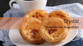  Presentation with pastel coffee - Slides having portuguese egg tart pastry pastel background and a gold colored foreground