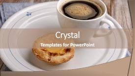  Presentation with pastel coffee - Amazing presentation having portuguese egg tart pastry pastel backdrop and a coral colored foreground