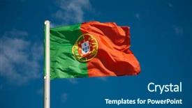  Presentation with sky blue - PPT theme having portuguese-flag-against-blue-sky background and a ocean colored foreground