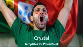  Presentation with flag - Presentation enhanced with portuguese guy waving portugal flag background and a ocean colored foreground