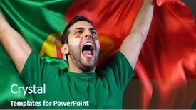  Presentation with flag - Audience pleasing PPT layouts consisting of portuguese guy waving portugal flag backdrop and a ocean colored foreground