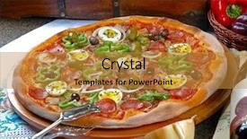  Presentation with peppers - Presentation theme featuring portuguese pizza onion peppers pepperoni background and a gold colored foreground