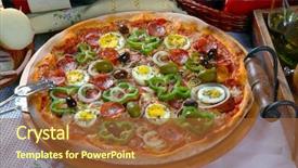  Presentation with peppers - Cool new slide deck with portuguese pizza onion peppers pepperoni backdrop and a tawny brown colored foreground