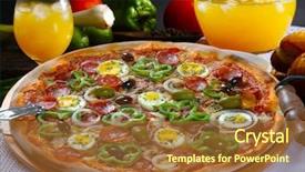  Presentation with pizza lasagna - PPT layouts having portuguese pizza onion peppers pepperoni background and a red colored foreground