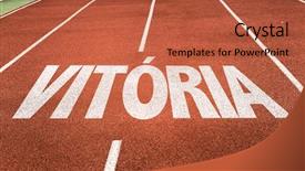  Presentation with prize - Audience pleasing slides consisting of portuguese written on running backdrop and a red colored foreground