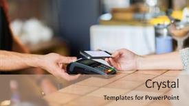  Presentation with coffee shop - Presentation design featuring pos - modern technology and people concept background and a coral colored foreground