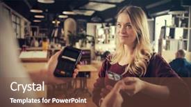  Presentation with pos - Amazing slide deck having pos - paying with a credit card backdrop and a tawny brown colored foreground