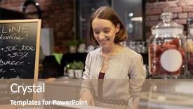  Presentation with pos - Presentation design with pos - small business people and service background and a coral colored foreground