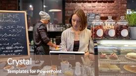  Presentation with coffee shop - Beautiful PPT layouts featuring pos - small business people and service backdrop and a coral colored foreground