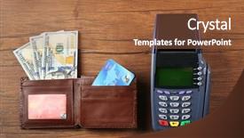  Presentation with terminal - Colorful slide deck enhanced with pos - terminal accessories flat lay backdrop and a red colored foreground