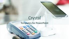  Presentation with pos - Audience pleasing presentation theme consisting of pos machine for credit card backdrop and a sky blue colored foreground