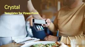  Presentation with payment - Audience pleasing PPT layouts consisting of pos technology - waitress of modern cafe holding backdrop and a tawny brown colored foreground