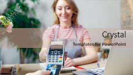  Presentation with pos - Presentation featuring pos-terminal in the shop background and a coral colored foreground